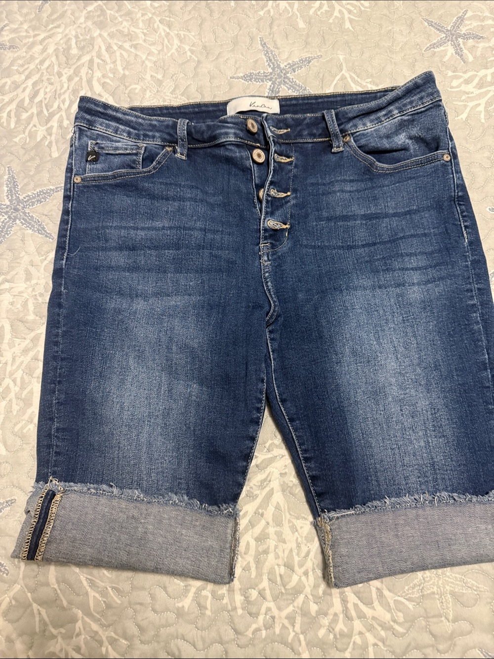 KanCan Medium Blue Boyfriend Denim Bermuda Shorts